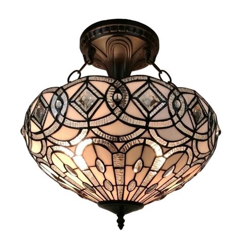 Shop Amora Lighting Am231hl16 Tiffany Style Semi Flush Mount Ceiling