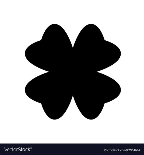 Shamrock Silhouette Black Four Leaf Clover Icon Vector Image