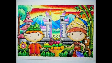 Cara Mewarnai Gradasi Crayon Pakaian Adat Bali