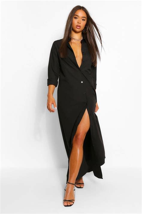 Oversized Maxi Shirt Dress Boohoo Black Shirt Dress Maxi Shirts Bodycon Fashion