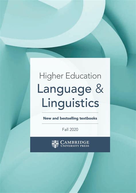 Linguistics Textbooks From Cambridge University Press Fall 2020 By