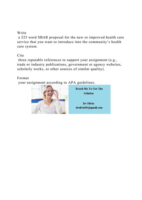 Write A 525 Word Sbar Proposal For The New Or Improved Health