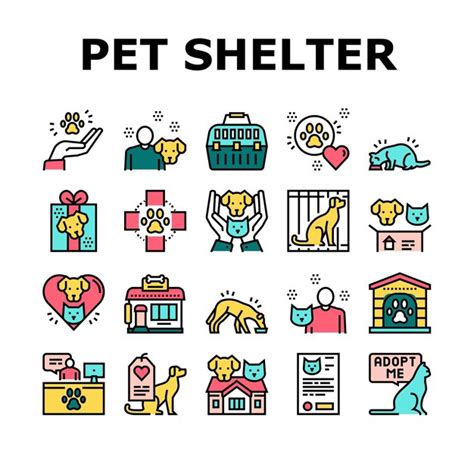 Premium Vector Animal Pet Shelter Collection Icons Set Vector