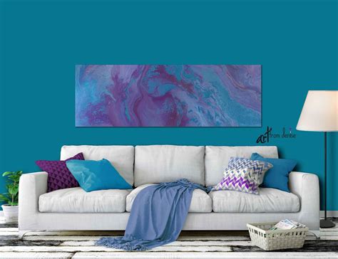 Panoramic Canvas Wall Art Purple Blue Turquoise Plum Etsy Purple
