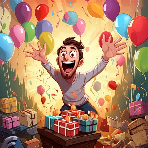 Premium Ai Image Whimsical Cartoon Birthday Surprise