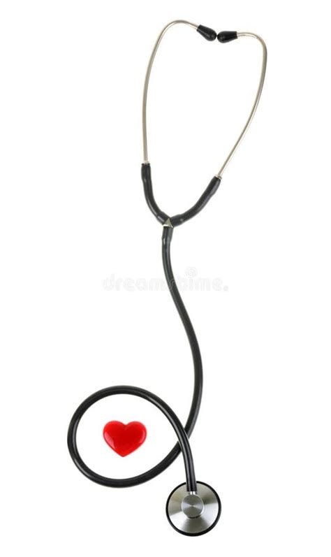 Red Heart And A Stethoscope Isolated On White Background Stock Image