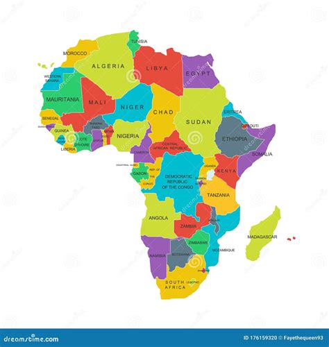 Africa Political Map With Country Names Stock Vector Illustration Of