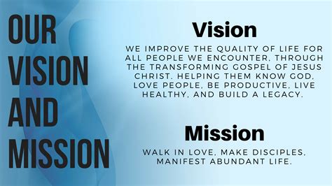 Our Mission And Vision Abundant Life Worship Center