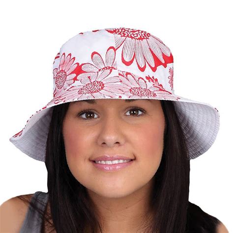 ladies and girls fashion floral pattern summer reversible bucket hat black uk clothing