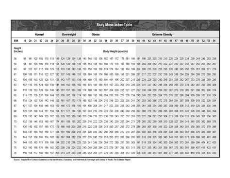 Body mass index is defined as dividing a person's weight in kilograms by a high bmi can indicate high body fat. Body Mass Index Chart Table Example - PDF Format | e ...