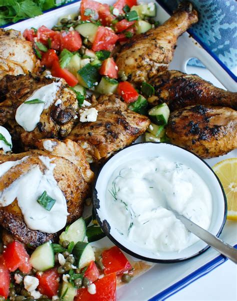 greek marinated chicken with tzatziki sauce a cedar spoon