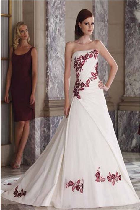 Wedding Dresses Strapless Colored Wedding Dresses A Line Wedding