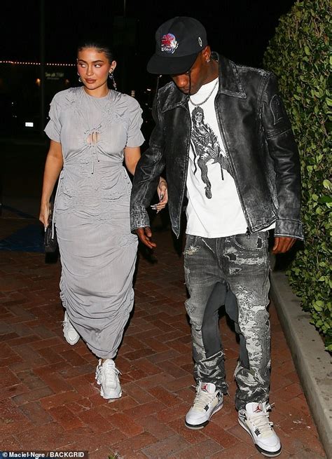 Kylie Jenner Slips Her Curves Into A Grey Ruched Dress For Dinner With