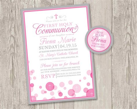 Printable First Holy Communion Invitations And Free Matching Etsy
