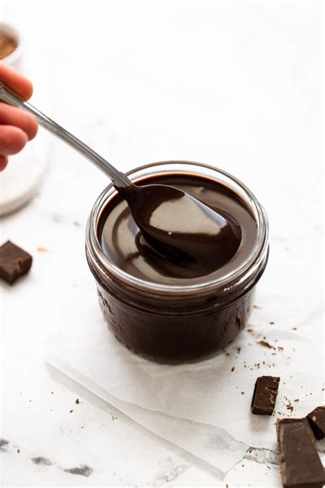 5 ingredient homemade chocolate syrup fork in the kitchen