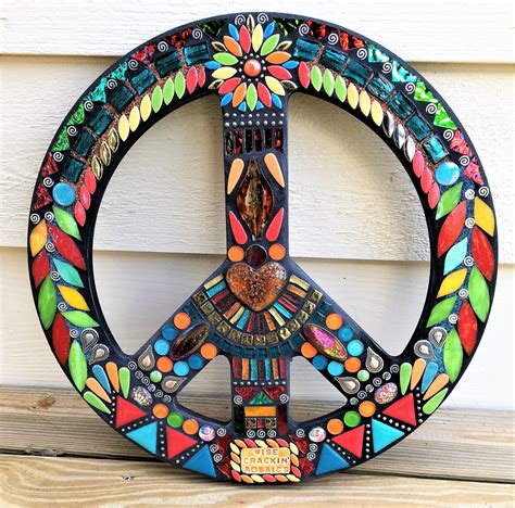 Custom Mosaic Peace Sign By Tina Wise Crackin Mosaics Mosaic Art