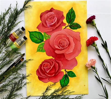 Acrylic Painting For Beginners Floral Illustration Acrylic Painting