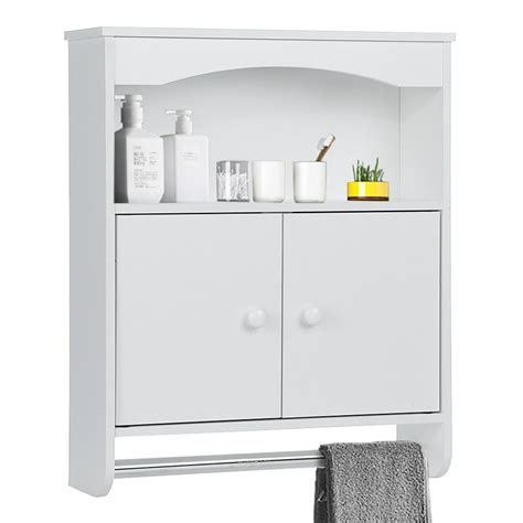 Insma Wooden Bathroom Wall Cabinet With Towel Bar Bathroom Wall