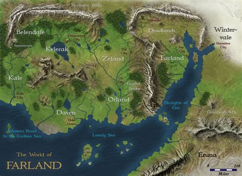 World Of Farland Fantasy Map Topographic Map Fantasy