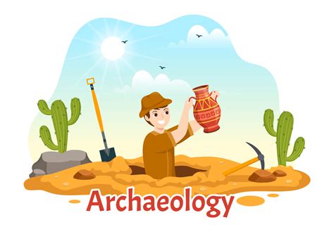 Archeology Illustration With Archaeological Excavation Of Ancient Ruins
