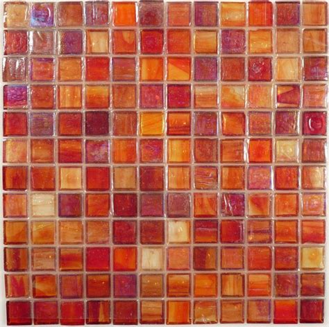 Sample Of Burnt Orange 1 X 1 Glossy And Iridescent Glass Tile