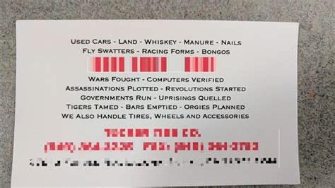 Find & download free graphic resources for business card. Local tire shop sales guy has a funny business card : funny
