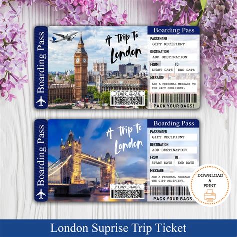 Boarding Pass London Boarding Pass Template Trip To London Etsy