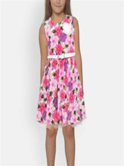 buy 612 league girls multicoloured printed fit and flare dress dresses for girls 7680217 myntra