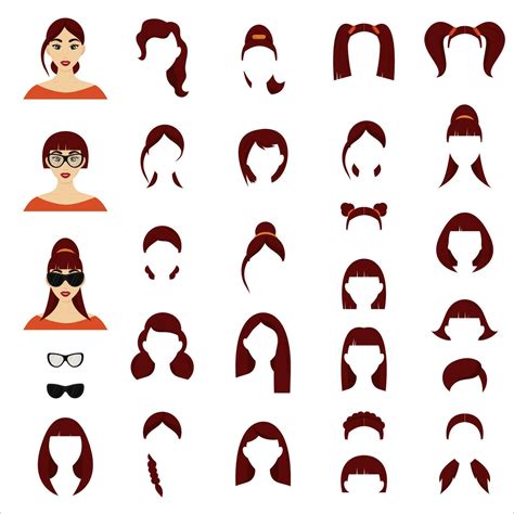 Woman Hairstyles Constructor Avatar Female Character Collection Of