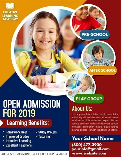 School Admission Flyer School Brochure Education Poster School