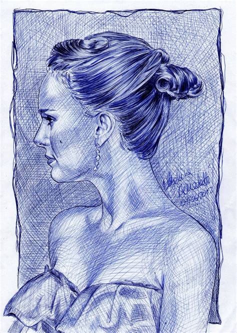 Natalie Portman Drawing Ballpoint Pen By Angelinabenedetti On