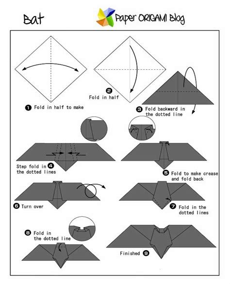 Animals Origami A Bat Paper Origami Guide