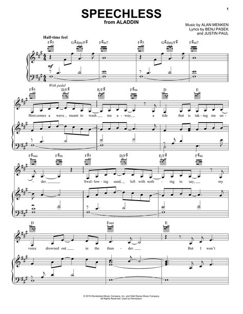 Music booksplus disney hits 2nd edition beginning piano solo. Naomi Scott "Speechless (from Disney's Aladdin)" Sheet Music PDF Notes, Chords | Disney Score ...