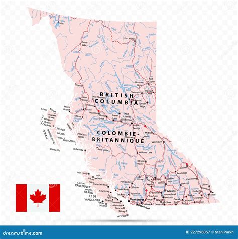 British Columbia Map On Canadian Flag Bc Ca Province Map On Canada