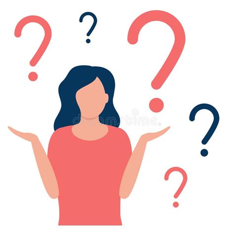 Abstract Thoughtful And Doubting Woman With Question Mark Girl Solves