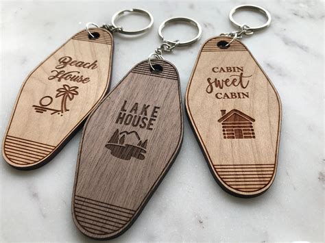 Hotel Keychain Cherry And Walnut Solid Wood Cabin Beach And Etsy