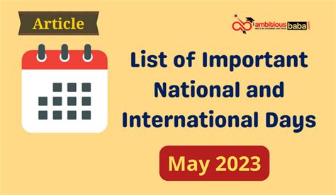 Important National And International Days In May 2023