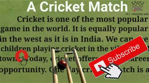 Free sample essay on a cricket match. A Cricket Match // Essay on A Cricket Match // Paragraph ...