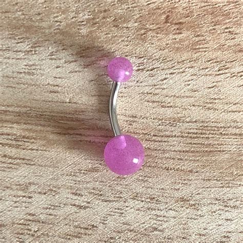 Purple Glow In The Dark Ball Acrylic Belly Button Ring Navel Etsy