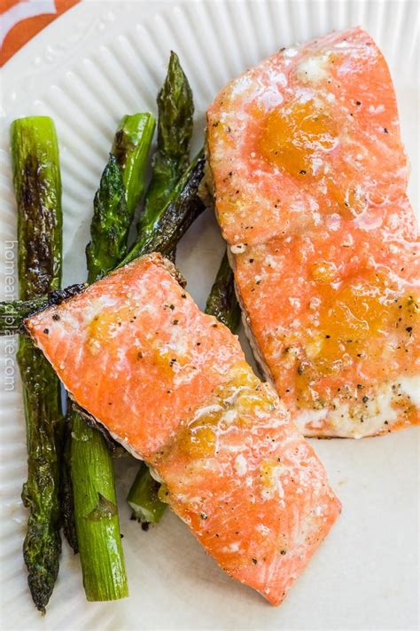 For this baked flounder recipe use fresh lemon, good olive oil, freshly ground peppercorns, and garlic, and you'll never look at lemon pepper the same again. Grilled Salmon Fillets with a Peach Glaze - Home & Plate