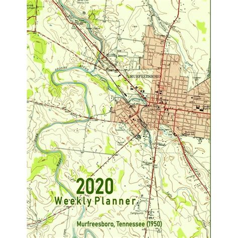 2020 Weekly Planner Murfreesboro Tennessee 1950 Vintage Topo Map