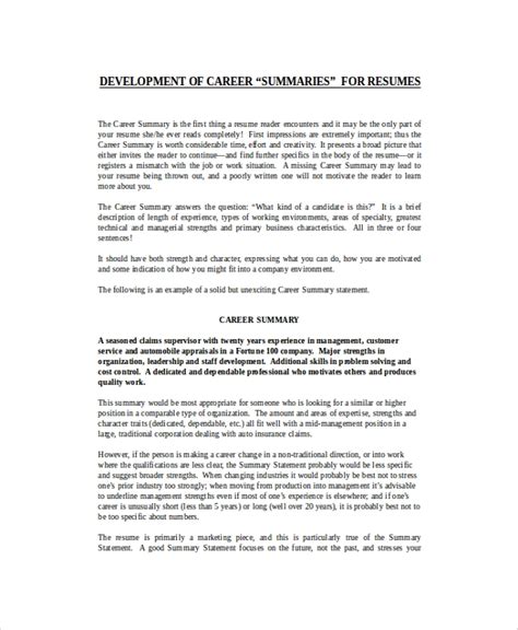 Professionally written and designed resume samples and resume examples. FREE 8+ Sample Summary For Resume Templates in MS Word | PDF