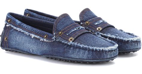Lyst Tods Gommino Denim Loafers In Blue