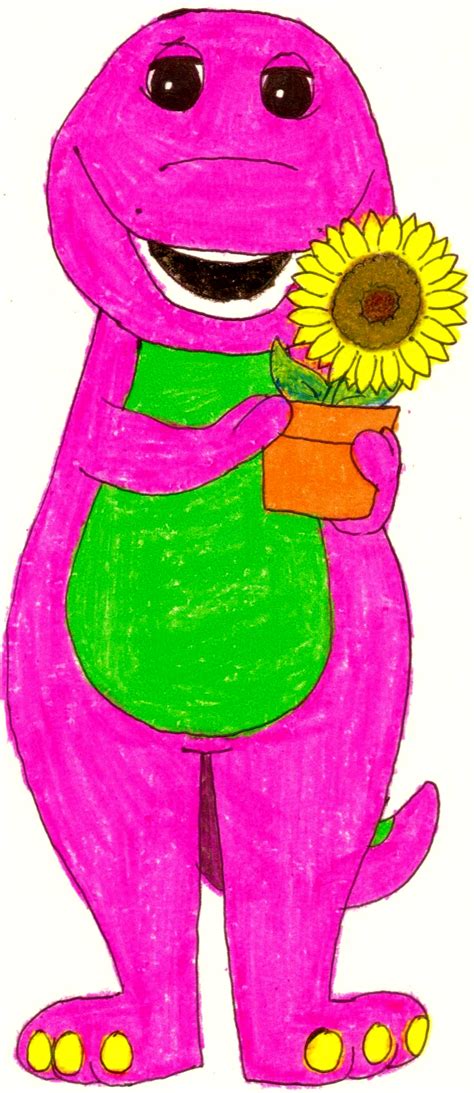 Barney Holding A Flower Pot By Bestbarneyfan On Deviantart