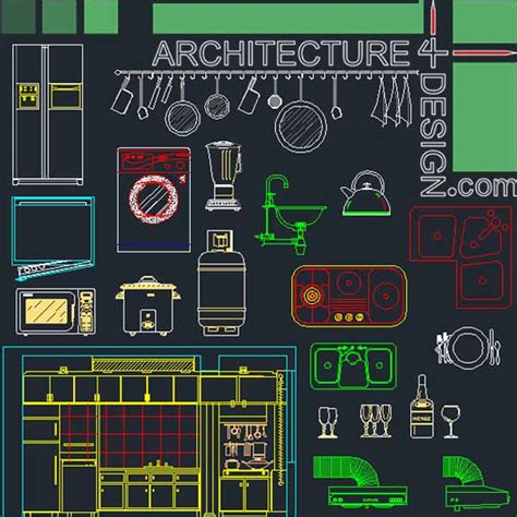 Kitchen Furniture Blocks And Layouts Autocad Dwg File Free Download