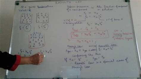 This example problem demonstrates how to use raoult's law to calculate the change in vapor pressure by adding a strong electrolyte to a solvent. Raoult's Law for volatile liquids - YouTube