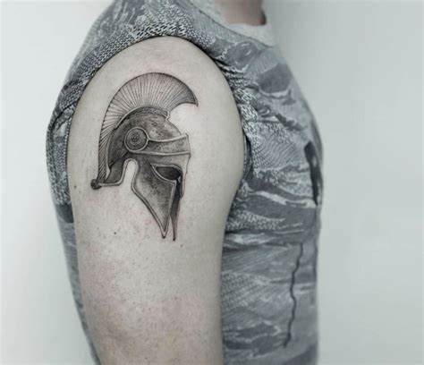 Spartan Helmet Tattoo Shoulder