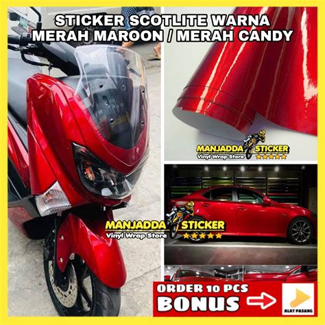 Stiker Skotlet Motor Warna Merah Maroon Stiker Merah Candy | Lazada
