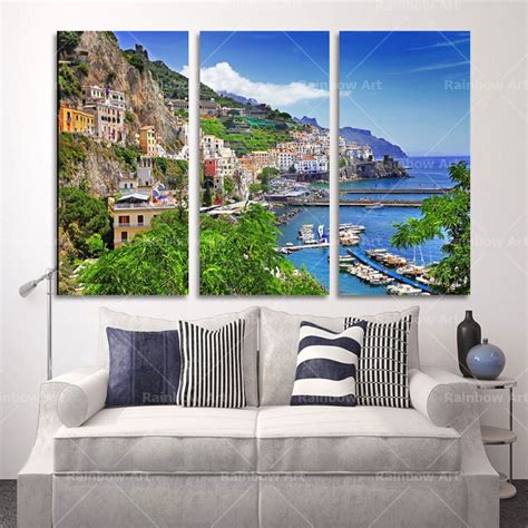 3 Panel Wall Art Canvas The Mediterranean Scenery Modern Wall Painting