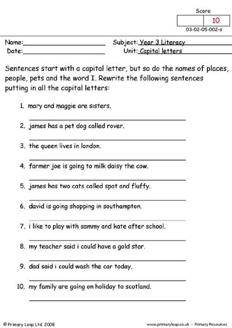 Capital Letters Primaryleap Co Uk Capital Letters Worksheet Punctuation Worksheets Lettering